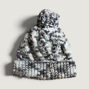 Women's Columbia‎ Blue And Gray Ombré Bundle Up Knitted Pom Beanie Hat One Size